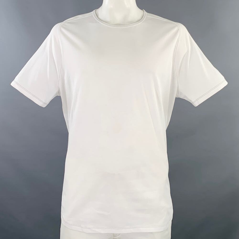 JOHN VARVATOS * U.S.A. Size XXL White Contrast Stitch Cotton Blend T-shirt